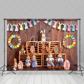Aperturee - Aperturee Festive Easter Bunny Dolls Flag Holiday Backdrop